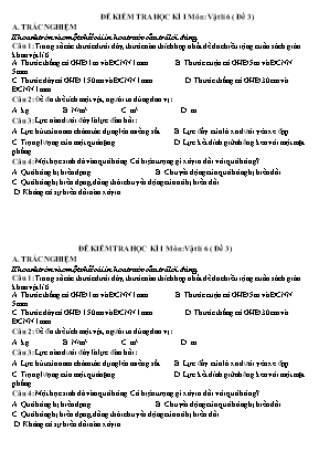 Đề kiểm tra học kì I môn Vật lí Lớp 6 - Đề 3 (Có đáp án)